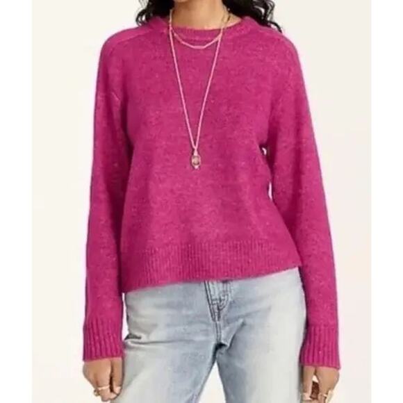 J.Crew Relaxed Saddle Sleeve Crewneck Sweater Multi Heather Fuchsia Size S - Picture 1 of 7